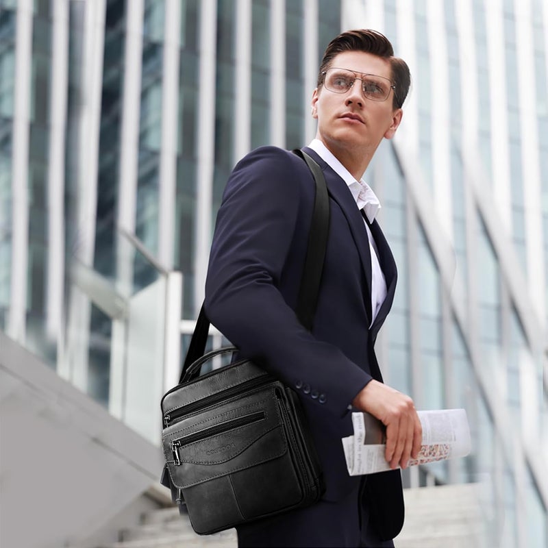 COSCOOA Men's Leather Crossbody Shoulder Bag - Messenger Satchel Travel Handbag - Image 2
